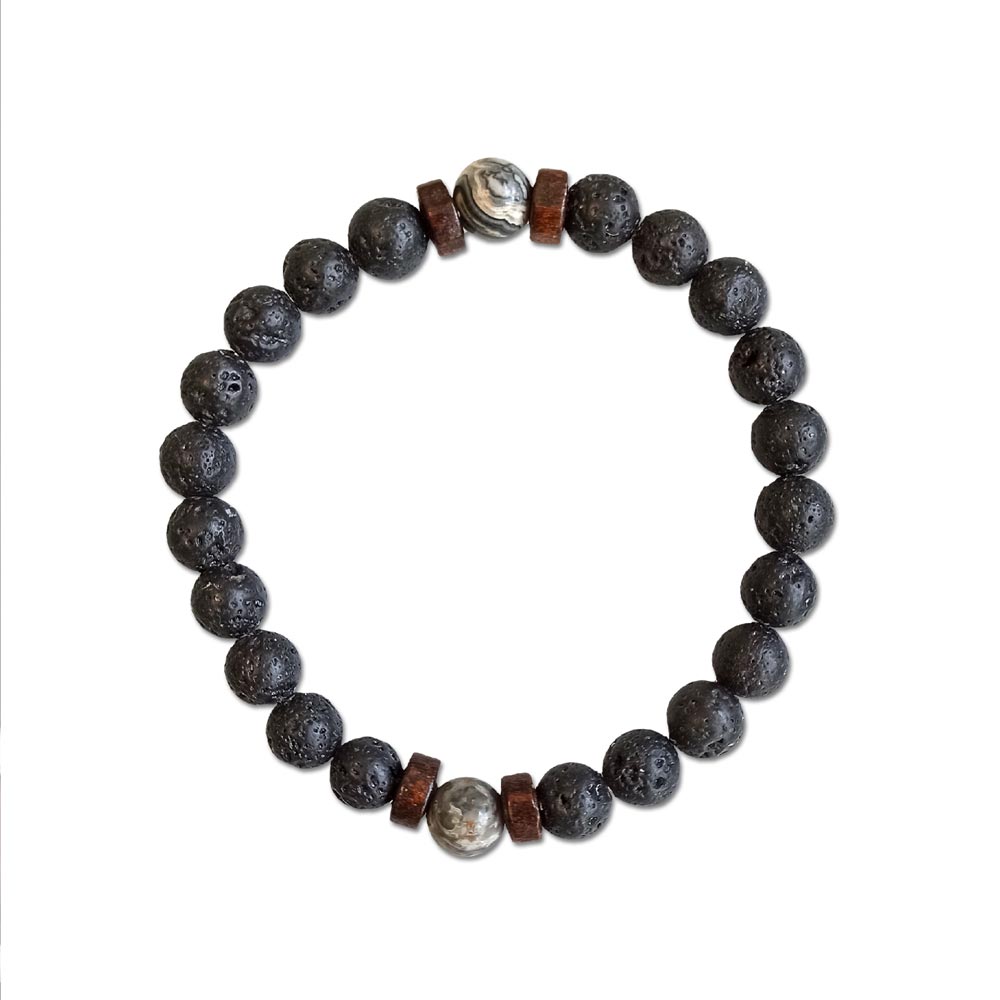 Bracelet lithotherapie homme vertus bois